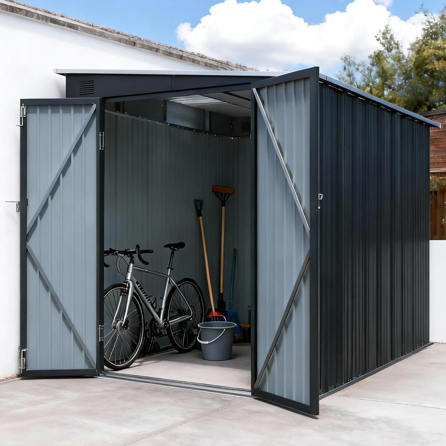 Outdoor Lighting Waterproof - 6x8 FT Metal Lean to Shed
