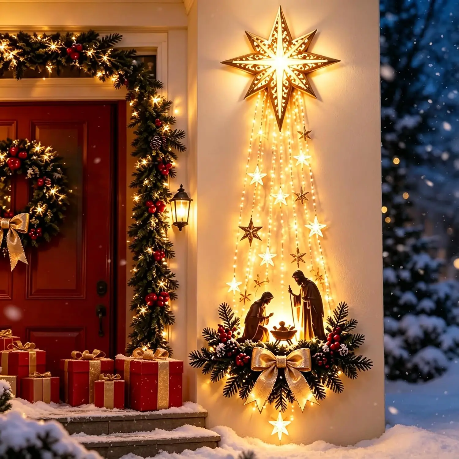 Outdoor Lighting Effects - 1-5PCS Glowing Xmas Door Hanger LED