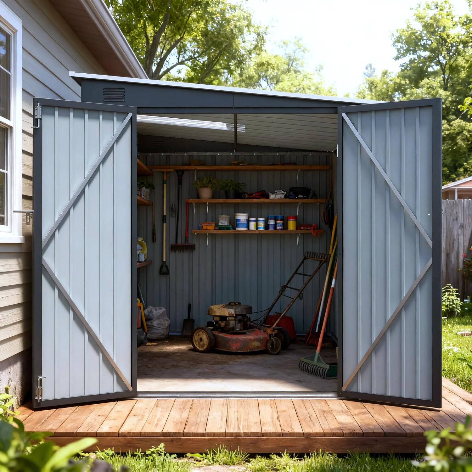 6x8 FT Metal Lean to Shed Lock - Outdoor Lighting Waterproof recension och pris