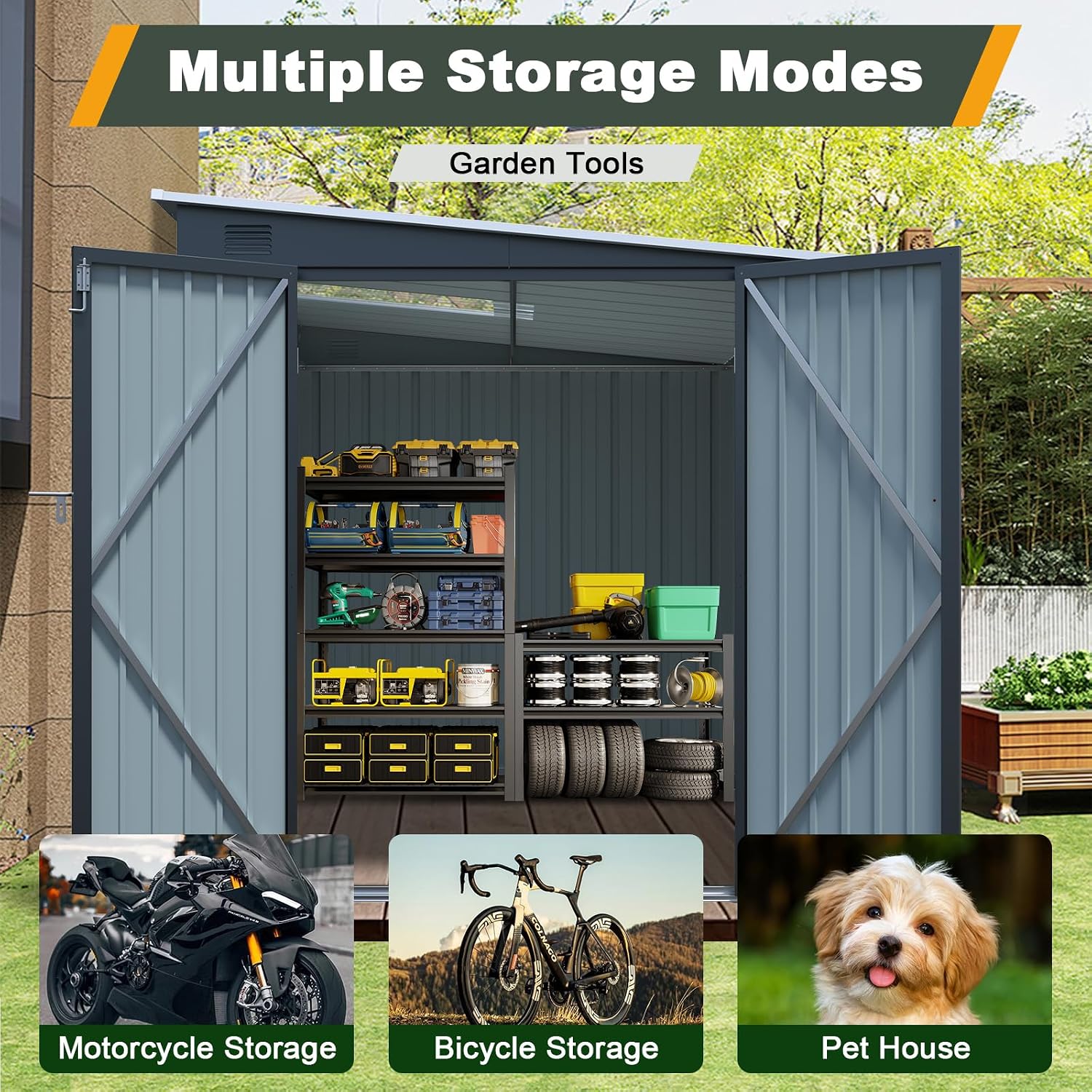 6x8 FT Metal Lean to Shed Lock - Outdoor Lighting Waterproof recension och pris