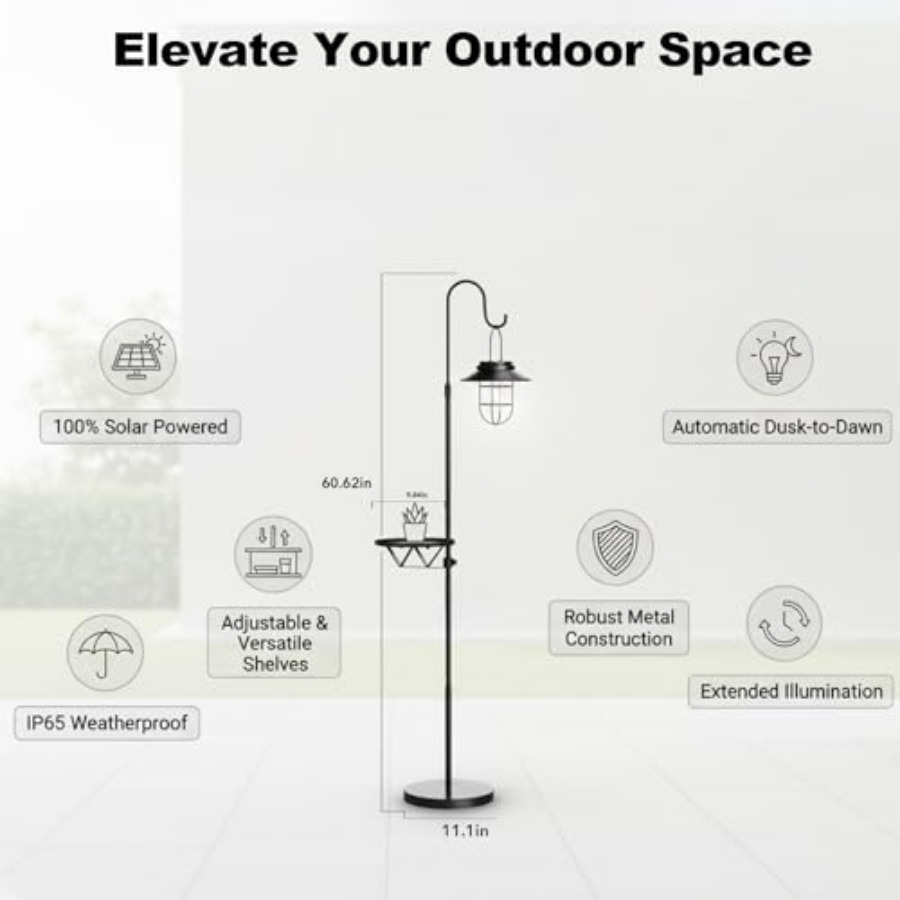 Solar Floor Lamp with Table, 6 - Outdoor Lighting Waterproof recension och pris