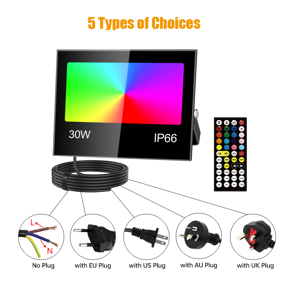 AC85-265V RGB LED Floodlight 8 - Outdoor Lighting Uk recension och pris