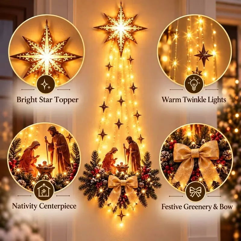 1-5PCS Glowing Xmas Door Hange - Outdoor Lighting Effects recension och pris